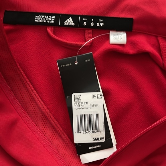 (NWT) Adidas Aeroready Women’s 1/4 Zip Pullover in Red, Small - Picture 16 of 17